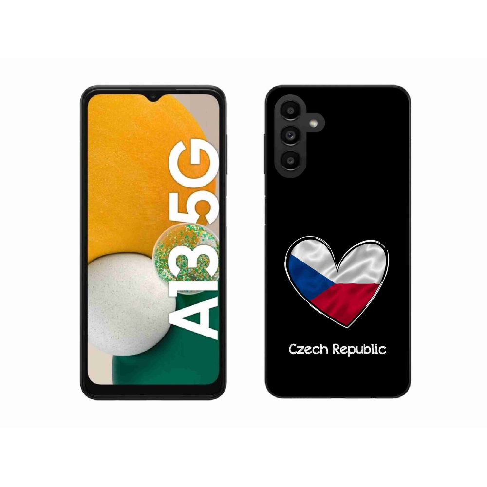 Gelový kryt mmCase na Samsung Galaxy A13 5G - vlajka srdce černé pozadí