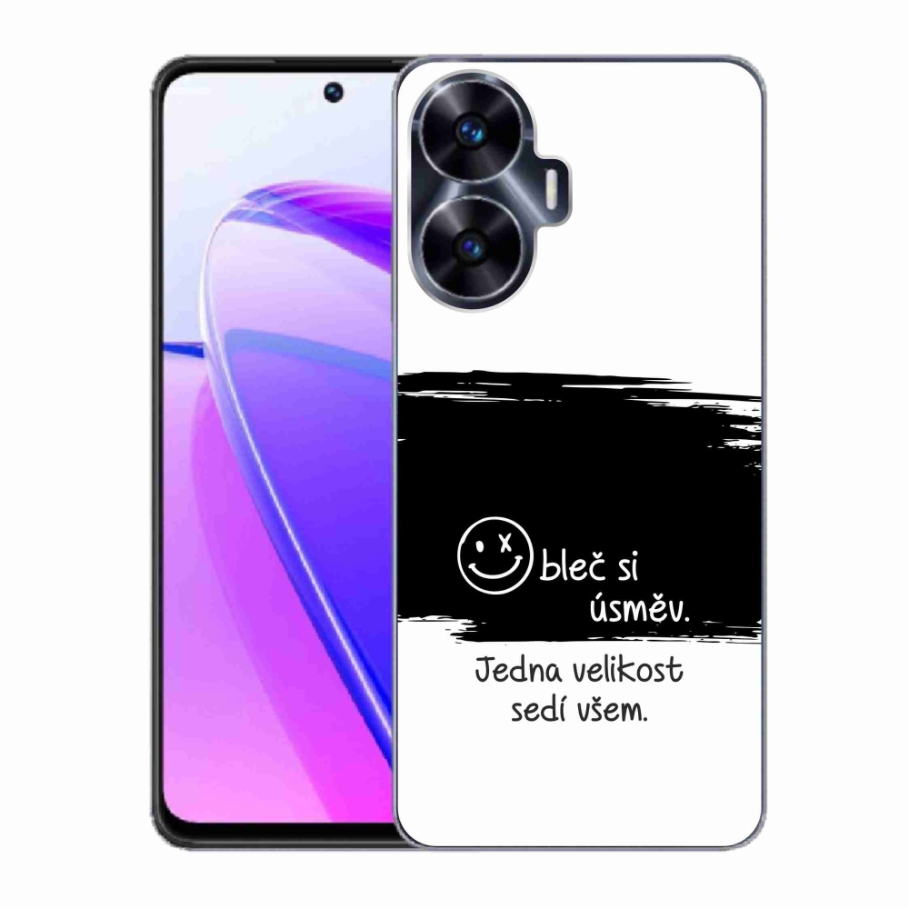 Gelový kryt mmCase na Realme C55 - vtipný text 8 černobílé pozadí