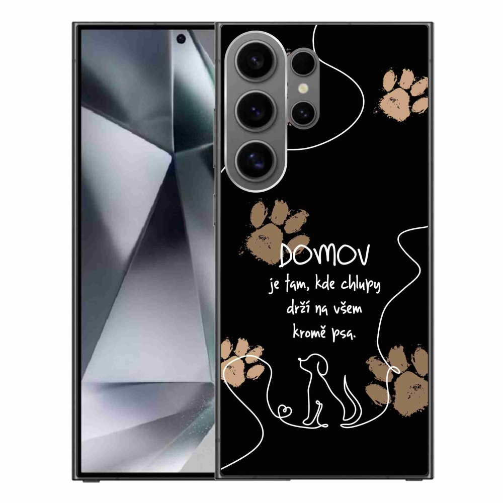 Gelový kryt mmCase na Samsung Galaxy S24 Ultra - psí motiv černé pozadí