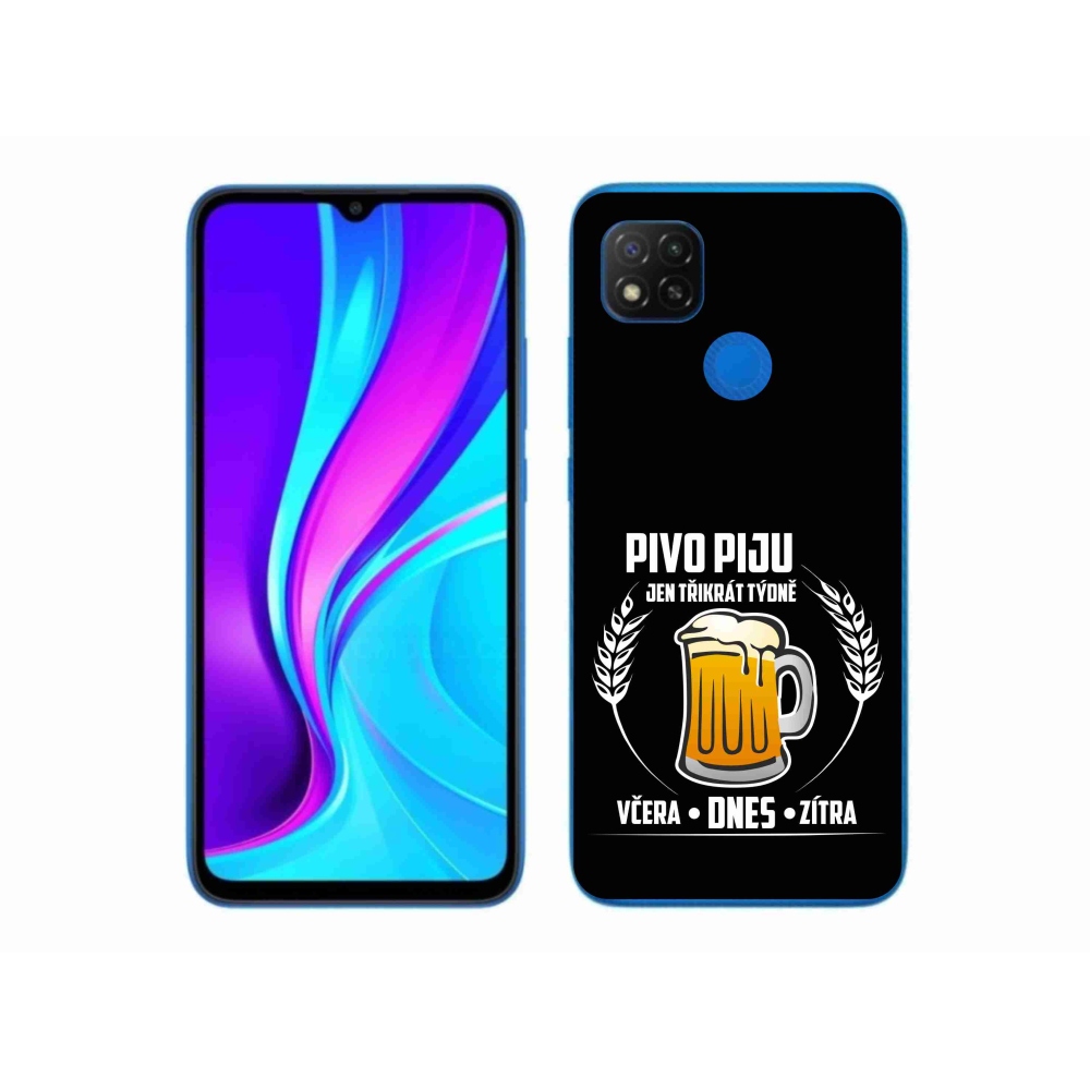 Gelový kryt mmCase na Xiaomi Redmi 9C - pivní motiv černé pozadí