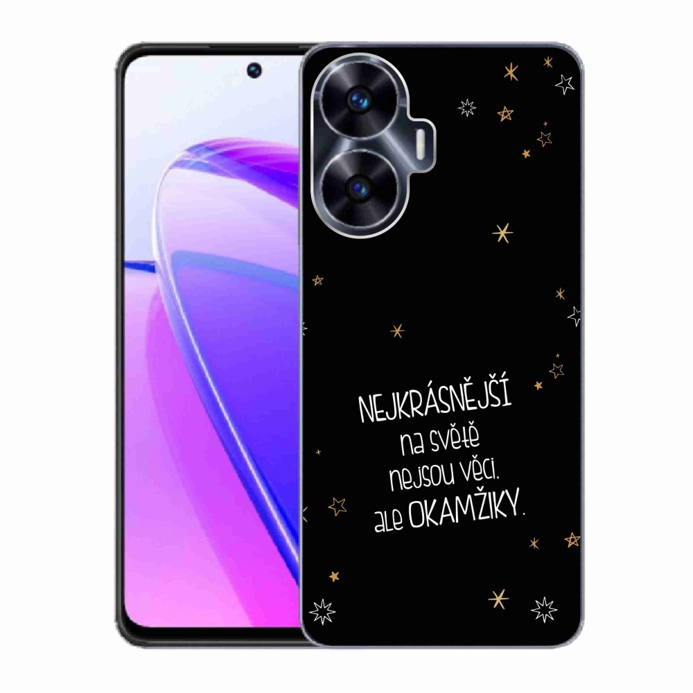 Gelový kryt mmCase na Realme C55 - citát 4 černé pozadí