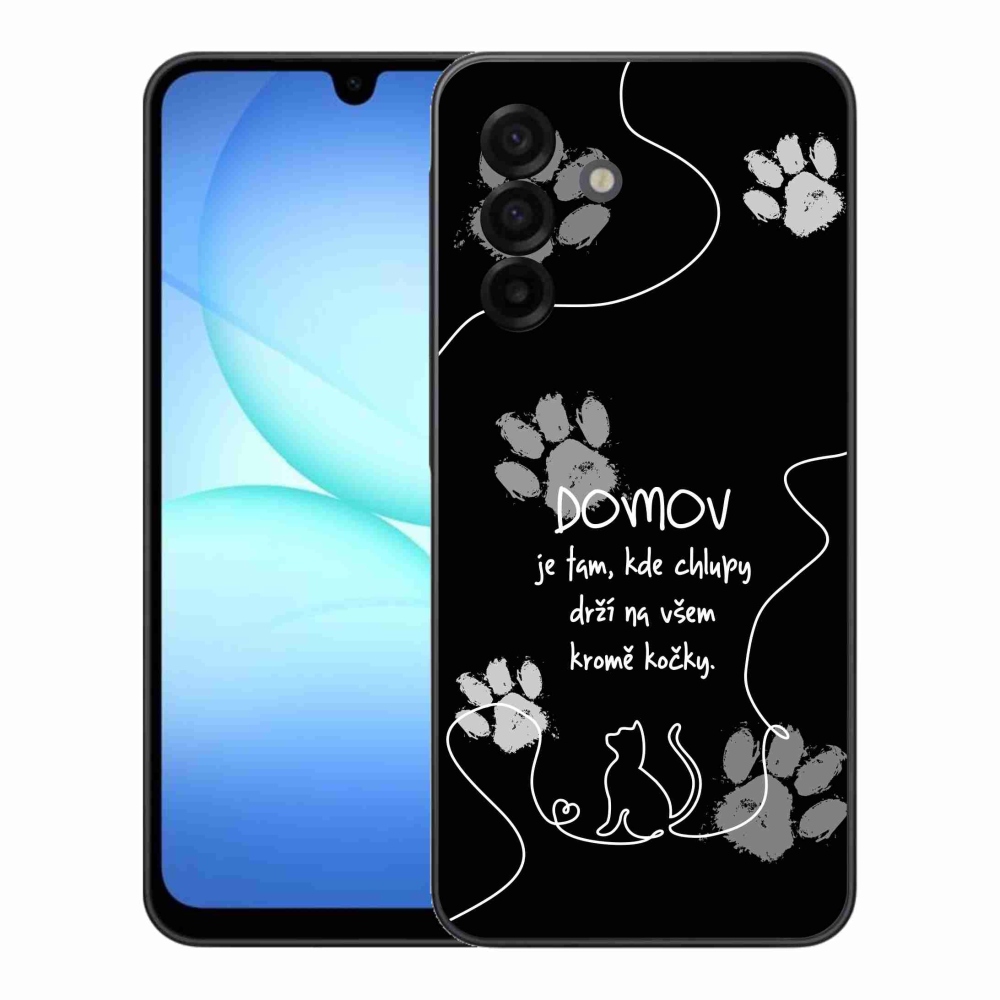 Gelový kryt mmCase na Samsung Galaxy A17 4G/5G - kočičí motiv černé pozadí