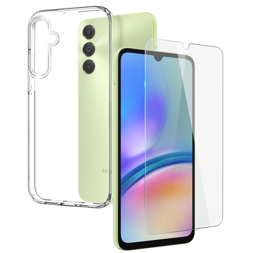 NORTHJO průhledný gelový obal + tvrzené sklo na Samsung Galaxy A05s - průhledný