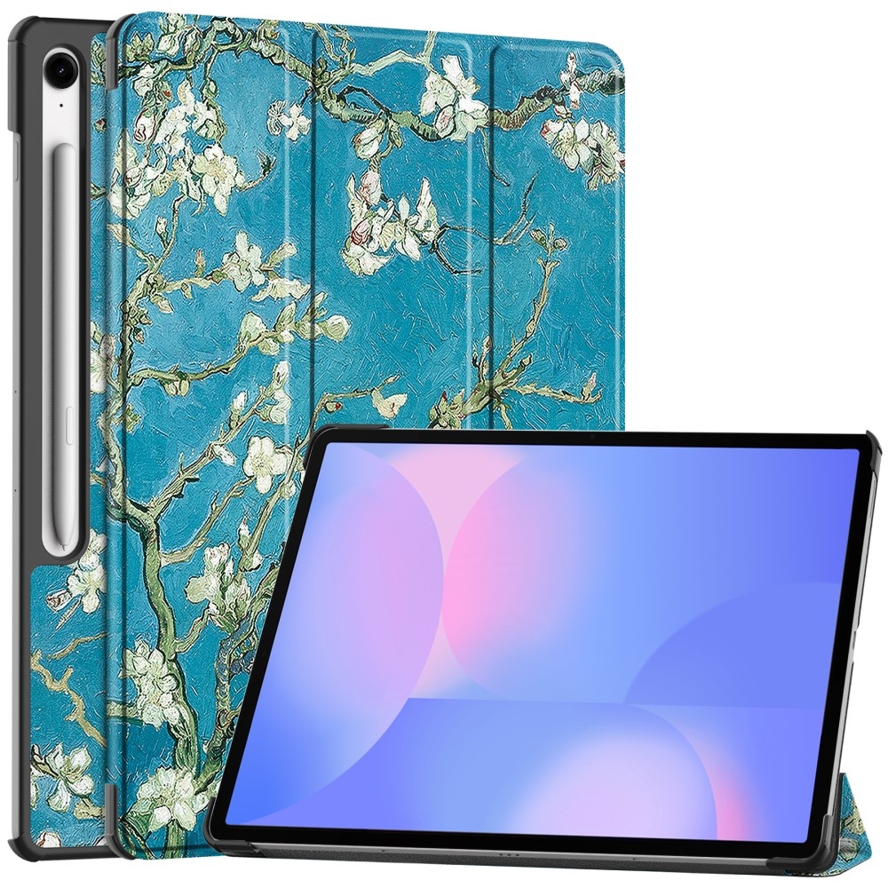 Patte chytré zavírací pouzdro na Samsung Galaxy Tab S10 FE+ - bílé květy