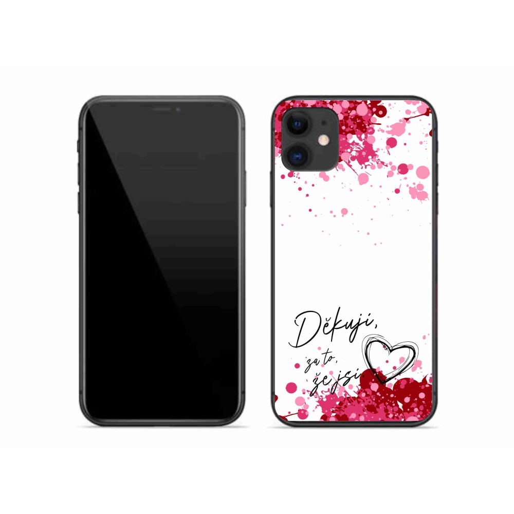 Gelový kryt mmCase na iPhone 11 - zamilovaný text 2 bílé pozadí