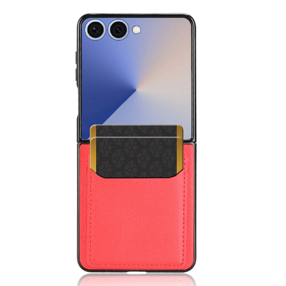 Combi plastový kryt s umělou kůží na Samsung Galaxy Z Flip7 5G - červený