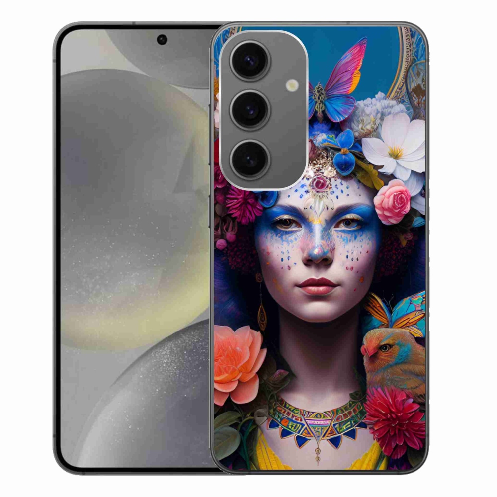 Gelový kryt mmCase na Samsung Galaxy S24+ - žena s květinami