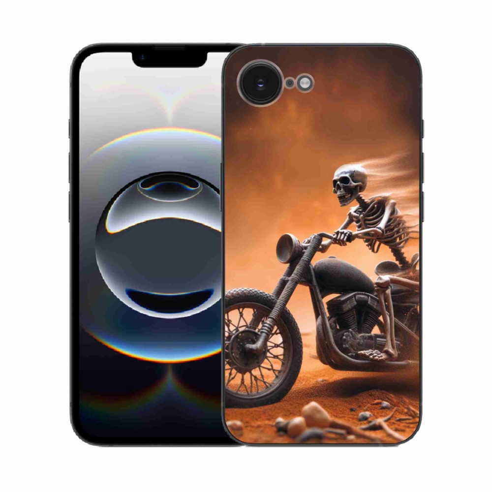 Gelový kryt mmCase na iPhone 16e - kostra na motorce