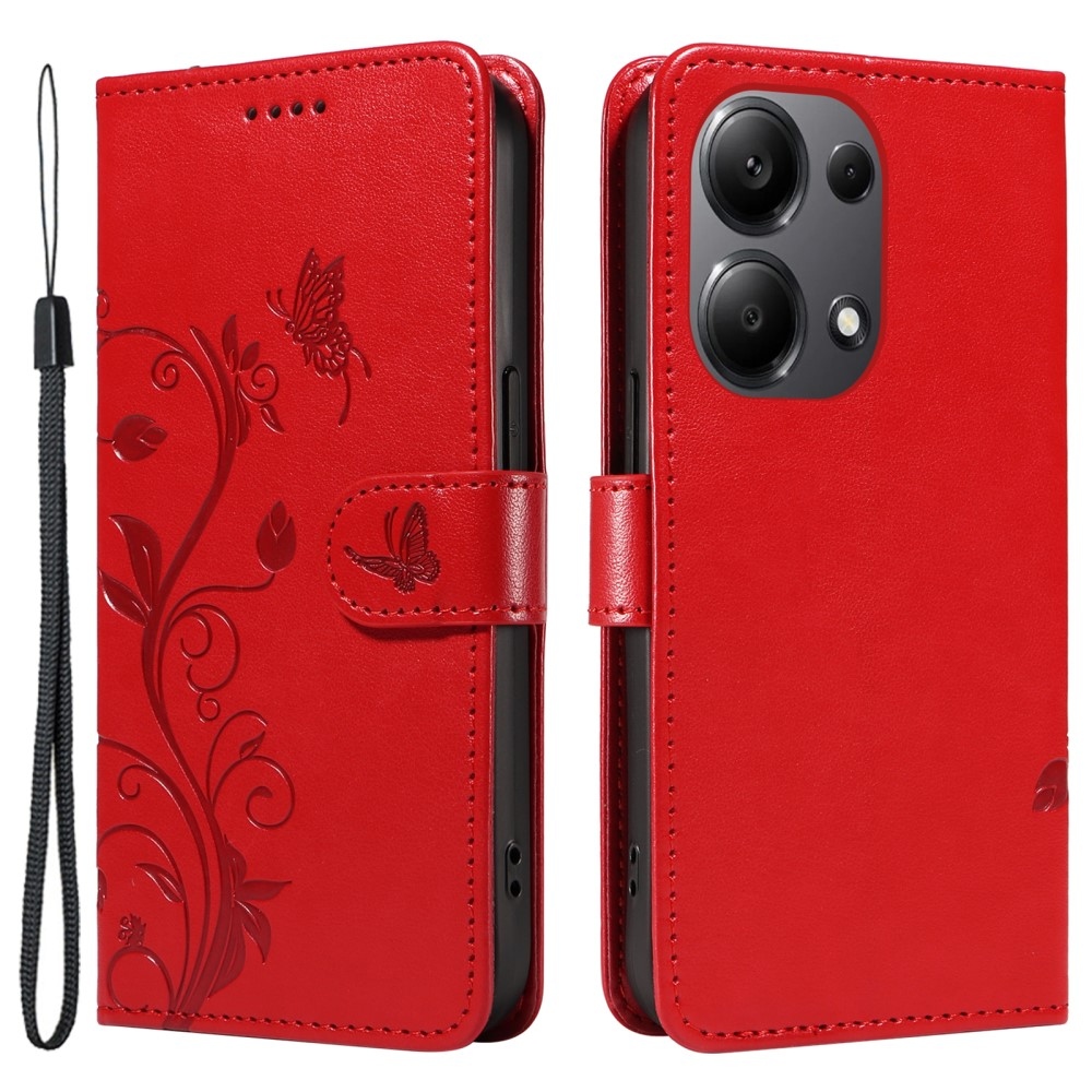 Flowers knížkové pouzdro na Xiaomi Redmi Note 13 Pro 4G/Poco M6 Pro - červené