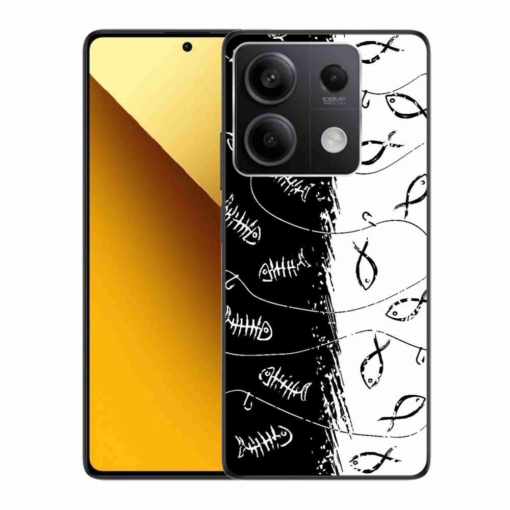 Gelový kryt mmCase na Xiaomi Redmi Note 13 5G - kostry a rybky