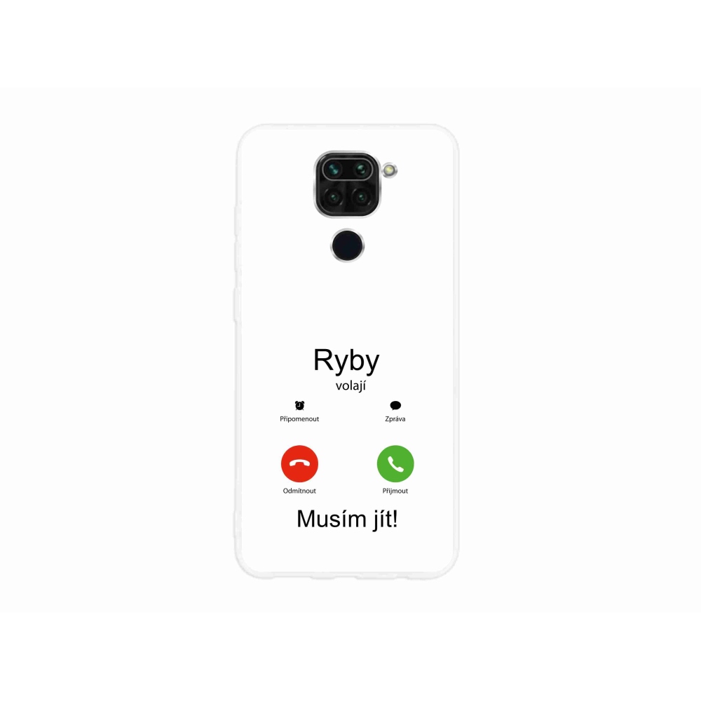 Gelový kryt mmCase na Xiaomi Redmi Note 9 - ryby volají bílé pozadí