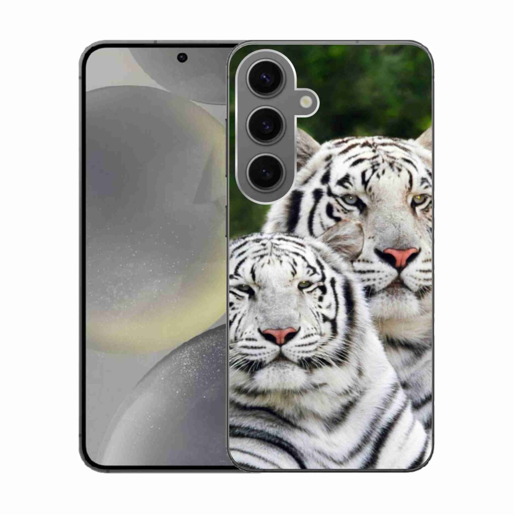 Gelový obal mmCase na Samsung Galaxy S24 - bílí tygři