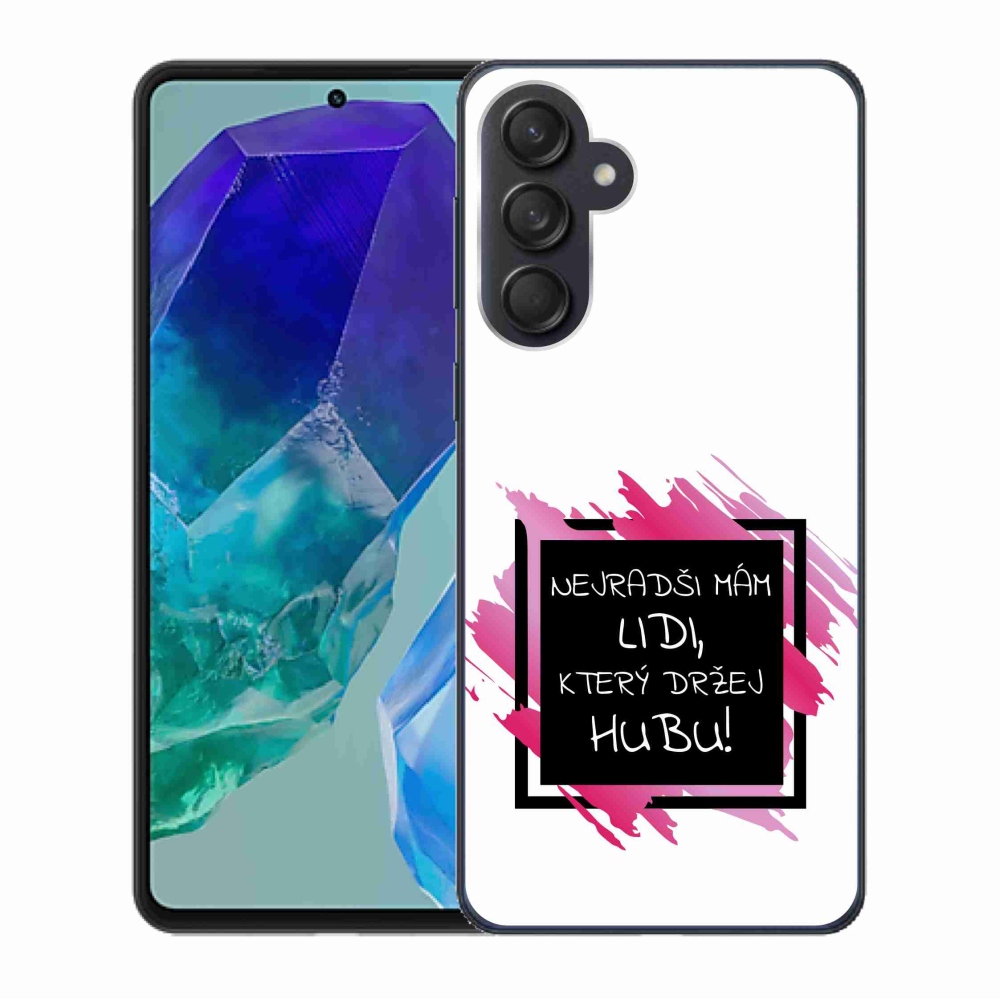Gelový kryt mmCase na Samsung Galaxy M55 5G - vtipný text 7 černobílé pozadí