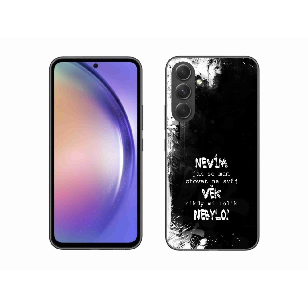 Gelový kryt mmCase na Samsung Galaxy A54 5G - vtipný text 14 černé pozadí
