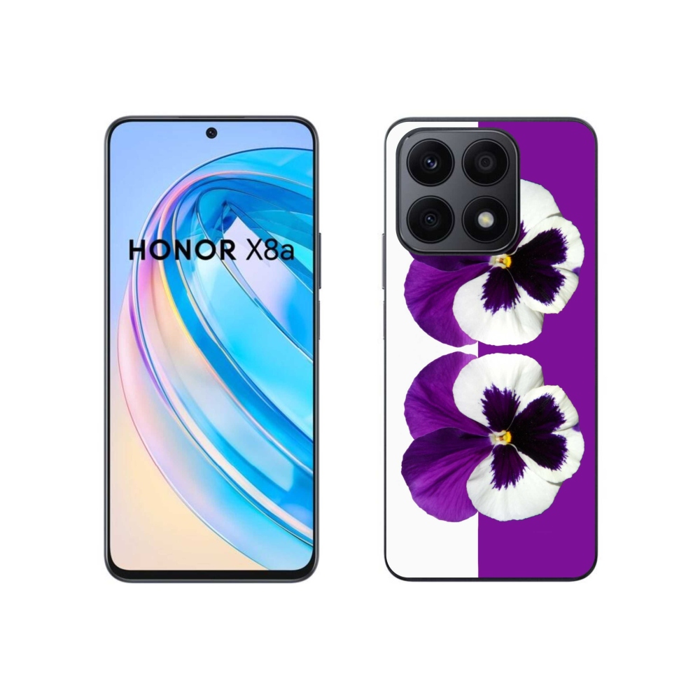 Gelový kryt mmCase na Honor X8a - fialovobílý květ