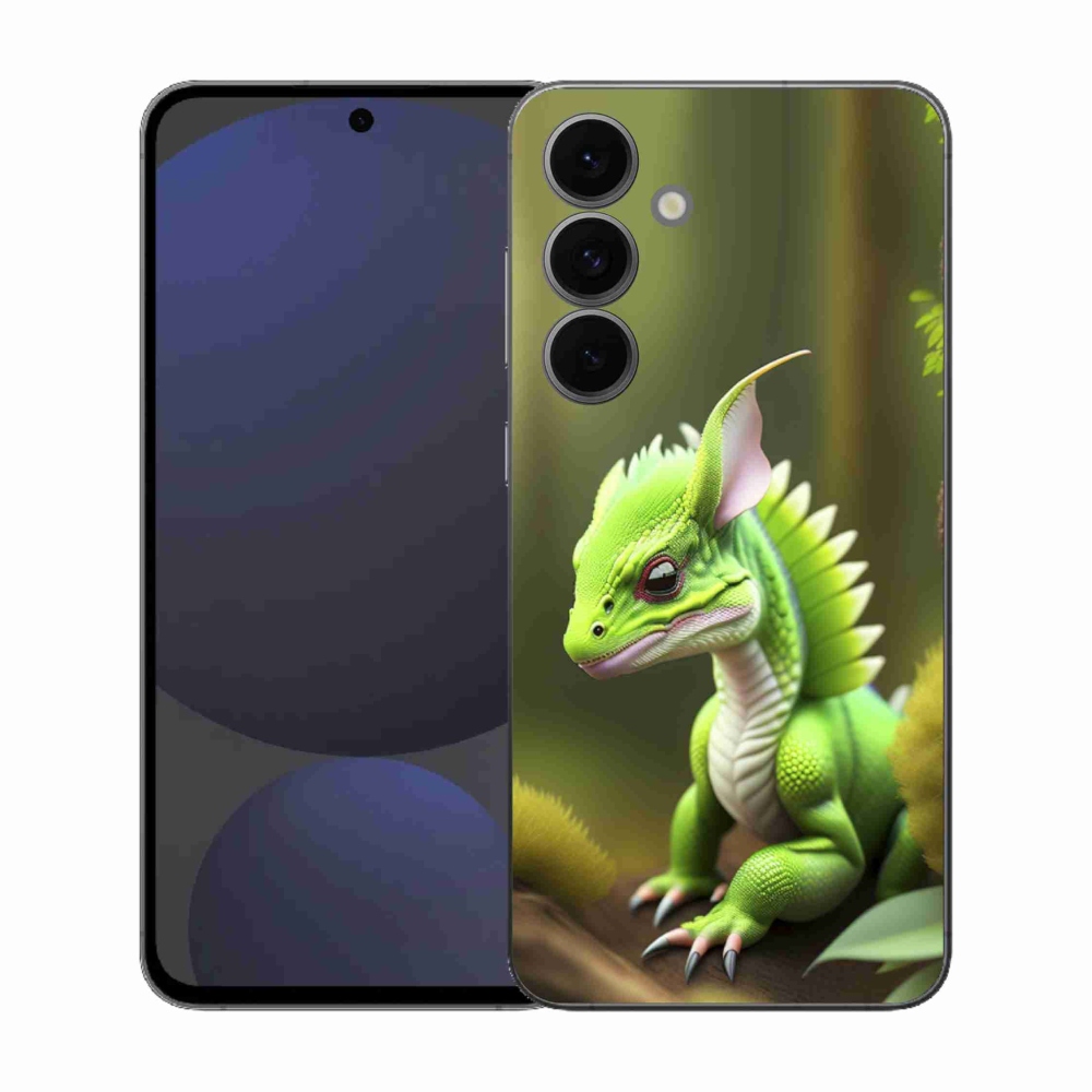 Gelový kryt mmCase na Samsung Galaxy S25 FE - zelený dráček