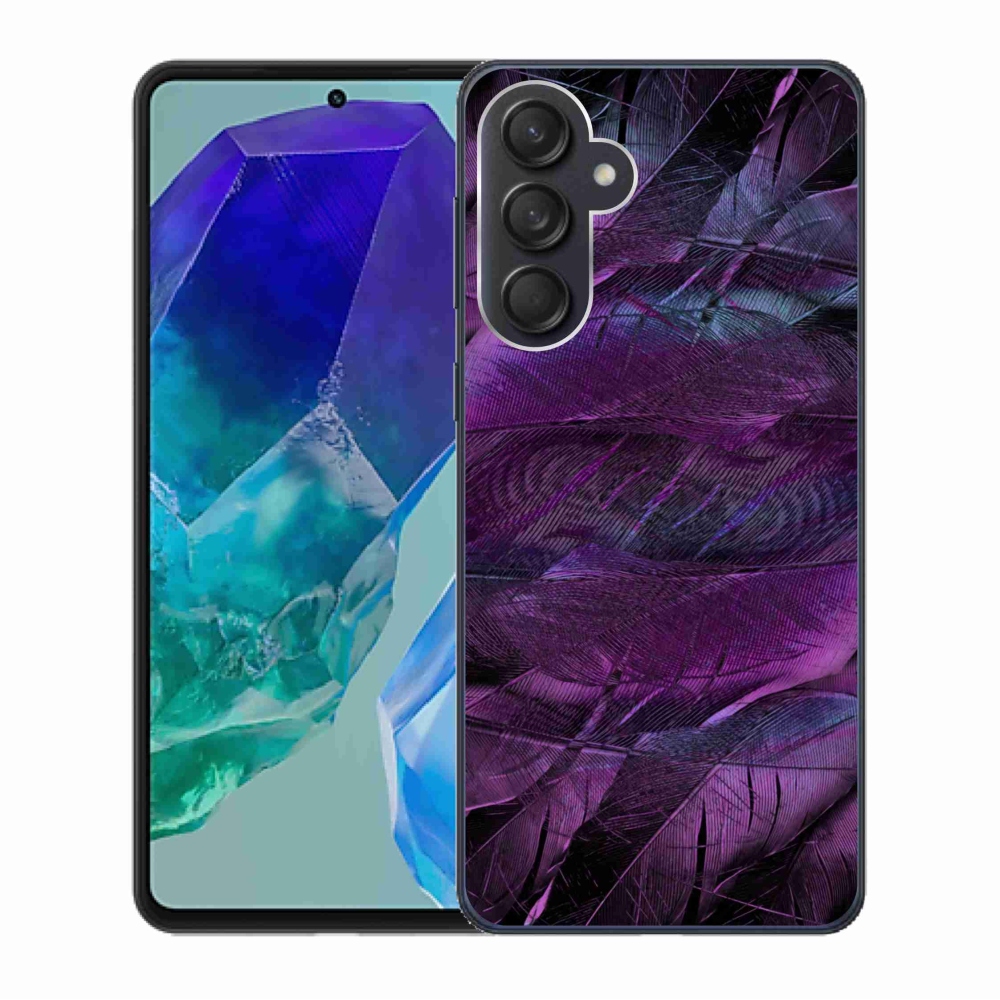 Gelový kryt mmCase na Samsung Galaxy M55 5G - fialová pírka