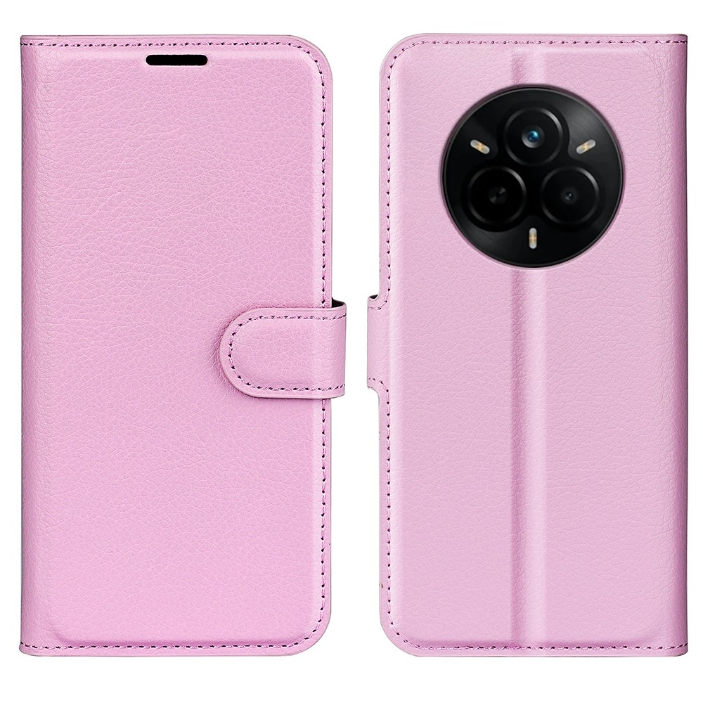 Litchi knížkové pouzdro na Realme 14 Pro 5G - růžové