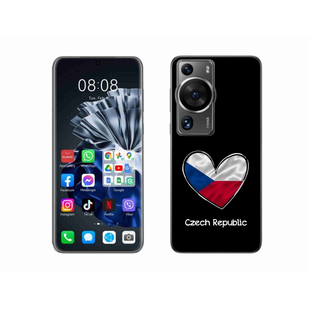 Gelový kryt mmCase na Huawei P60 Pro - vlajka srdce černé pozadí
