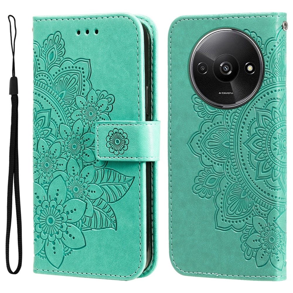 Mandala knížkové pouzdro na Xiaomi Redmi A3 - modrozelené