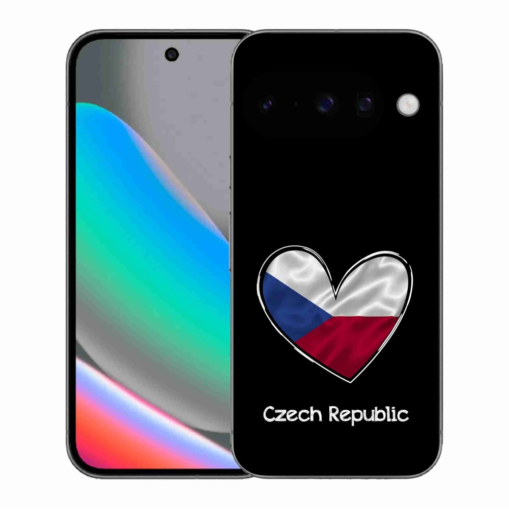 Gelový kryt mmCase na Google Pixel 10 - vlajka srdce černé pozadí