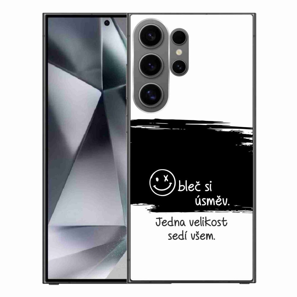 Gelový kryt mmCase na Samsung Galaxy S24 Ultra - vtipný text 8 černobílé pozadí
