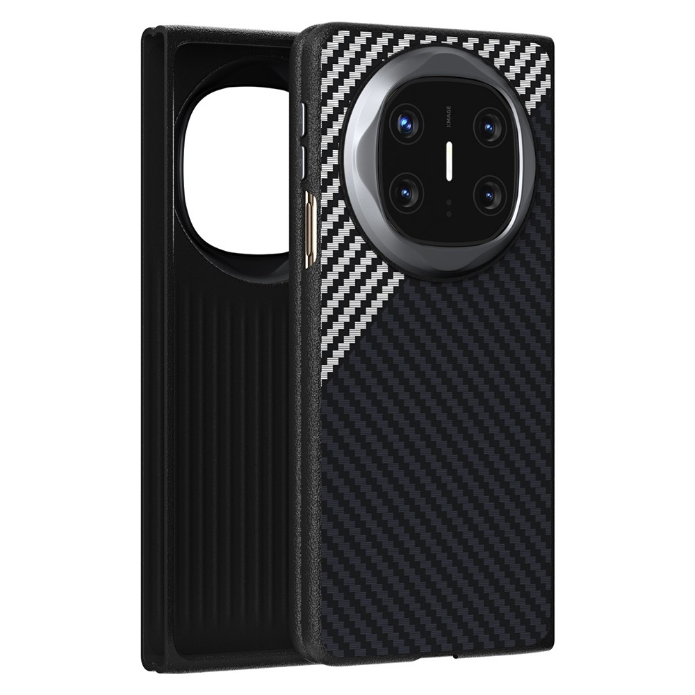 ABEEL Case plastový kryt s umělou kůží na Huawei Mate X6 - černý/stříbrný