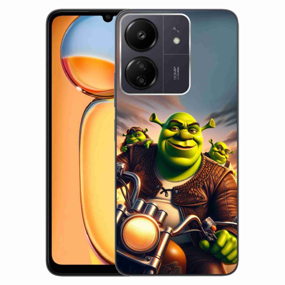 Gelový kryt mmCase na Xiaomi Poco C65/Redmi 13C - shrek na motorce