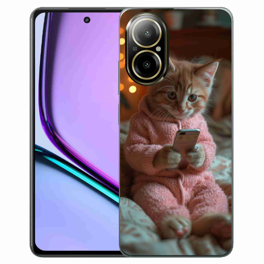 Gelový kryt mmCase na Realme C67 - kotě s mobilem