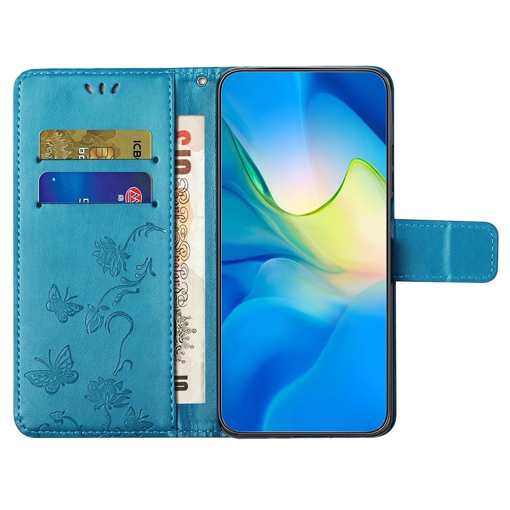 Flower knížkové pouzdro na Xiaomi Redmi Note 14 Pro 5G/Poco X7 5G/Note 14 Pro+ 5G - modré