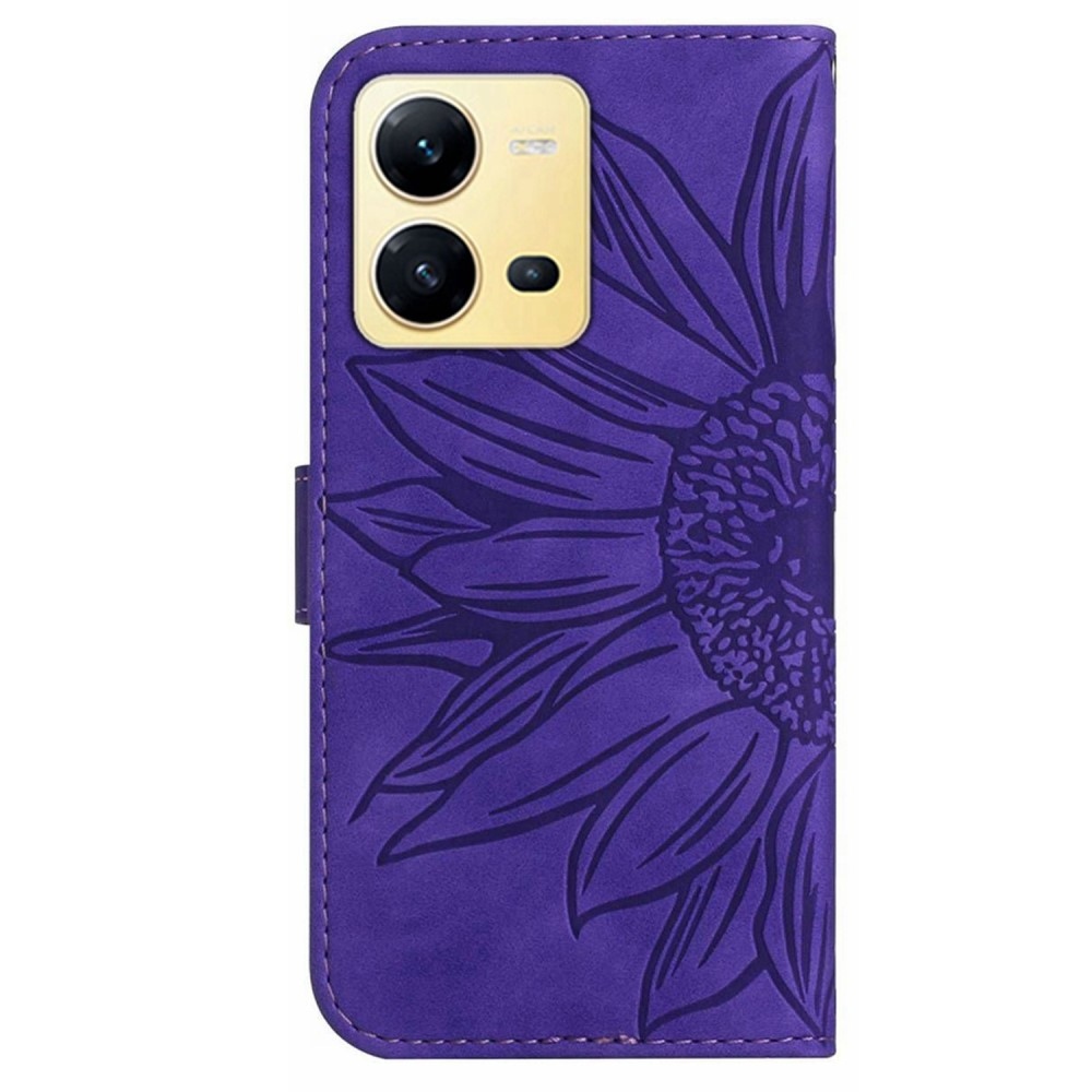 Sunflower knížkové pouzdro na Vivo X80 Lite - tmavěfialové