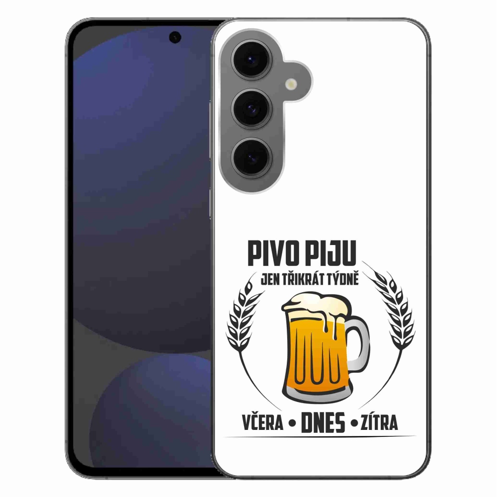 Gelový kryt mmCase na Samsung Galaxy S24 FE - pivní motiv bílé pozadí