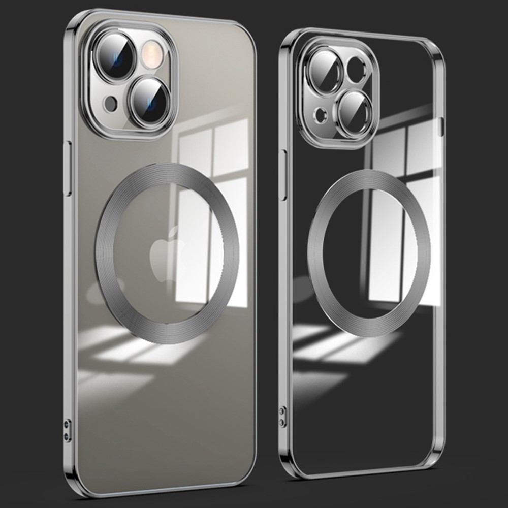 Clear obal s ochranou fotoaparátu a podporou MagSafe na iPhone 14 Plus - černý