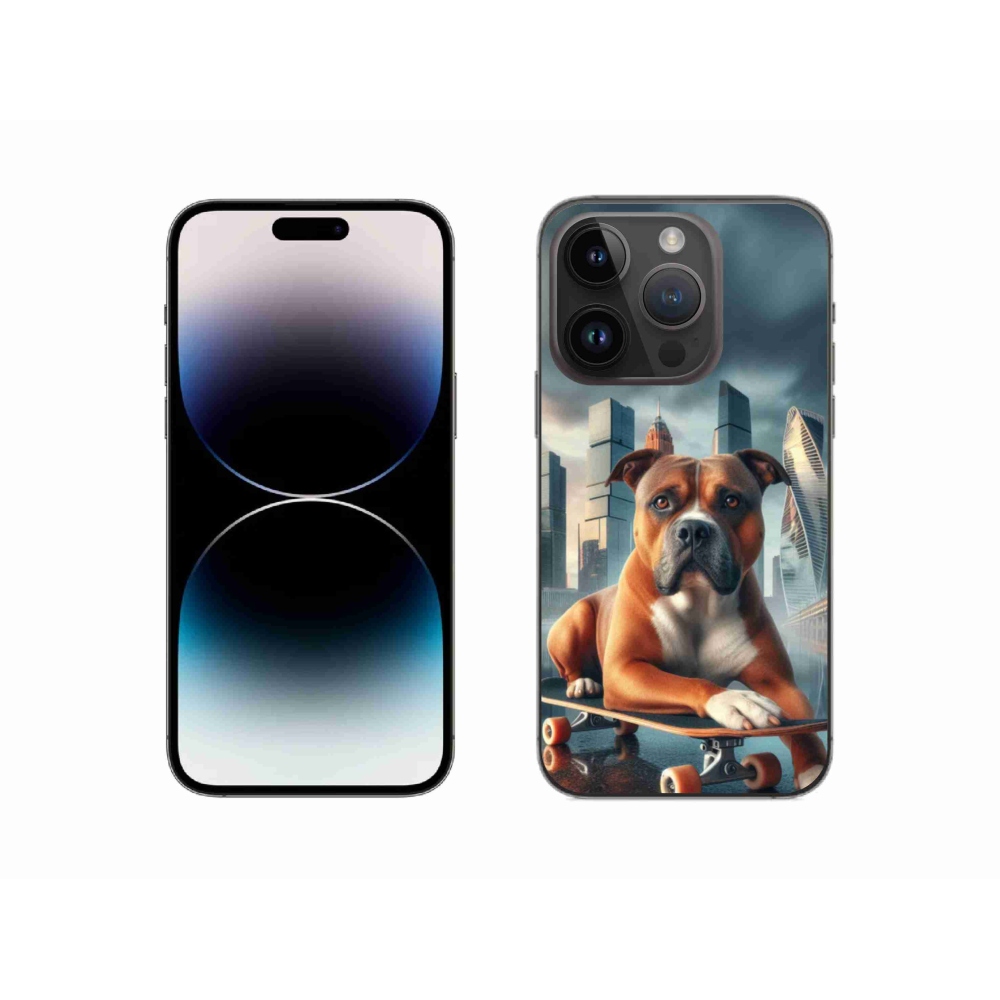 Gelový kryt mmCase na iPhone 14 Pro 6.1 - pes na skateboardu