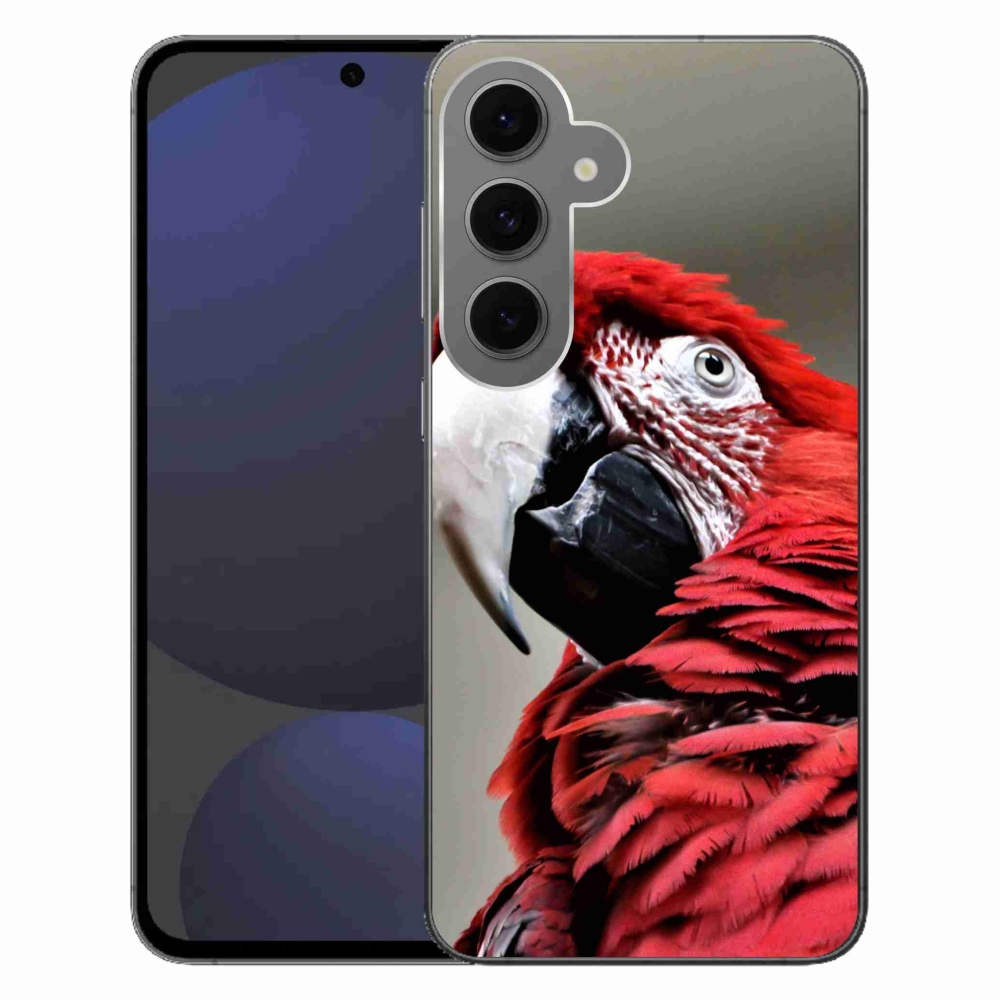 Gelový obal mmCase na Samsung Galaxy S24 FE - papoušek ara červený