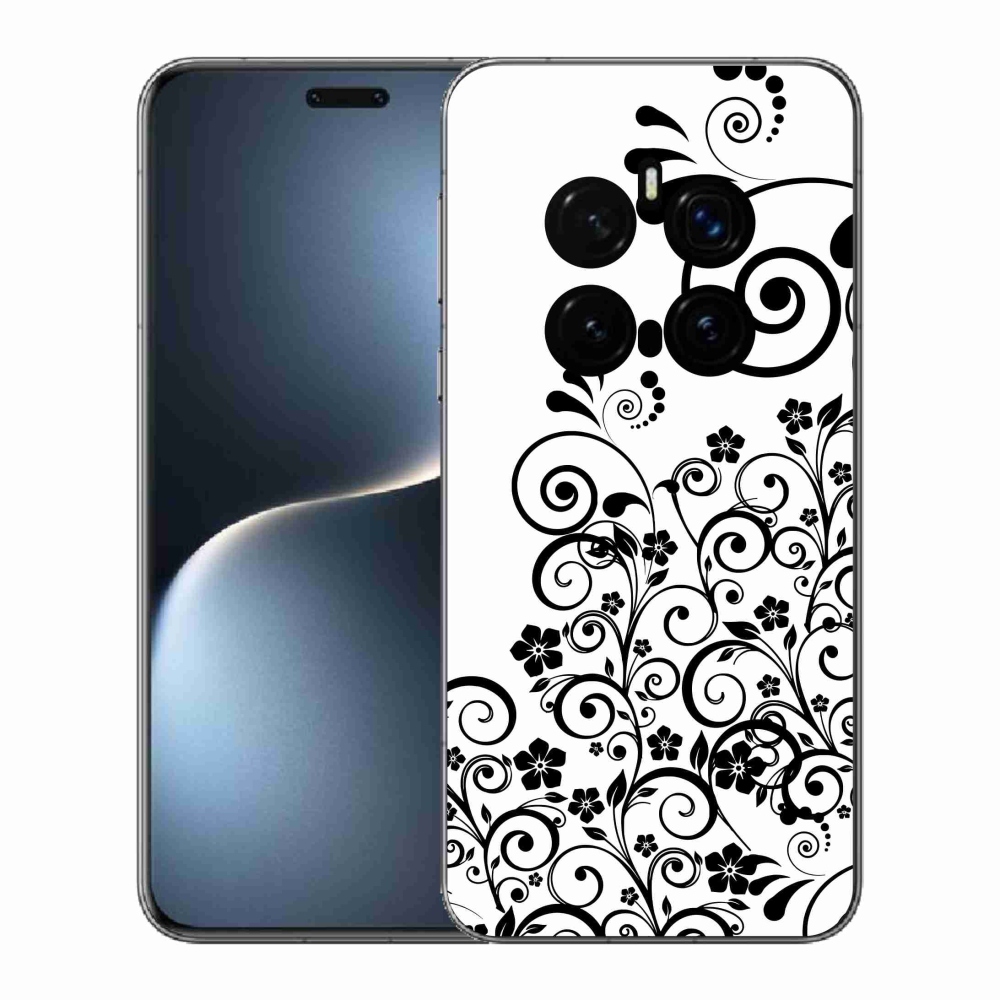 Gelový kryt mmCase na Honor Magic 7 Pro 5G - černobílé květinové vzory