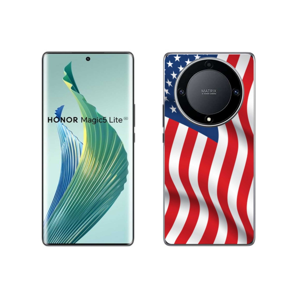 Gelový kryt mmCase na mobil Honor Magic 5 Lite 5G - USA vlajka