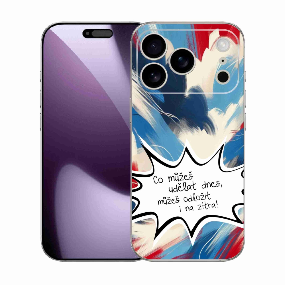 Gelový kryt mmCase na iPhone 17 Pro - vtipný text 9 bílé pozadí