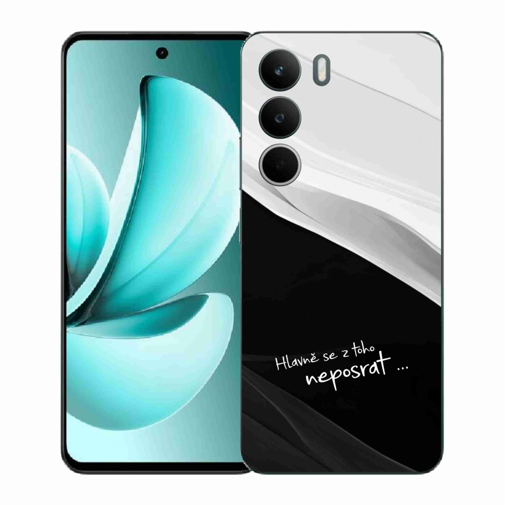 Gelový kryt mmCase na Realme C71 - vtipný text 13 černobílé pozadí