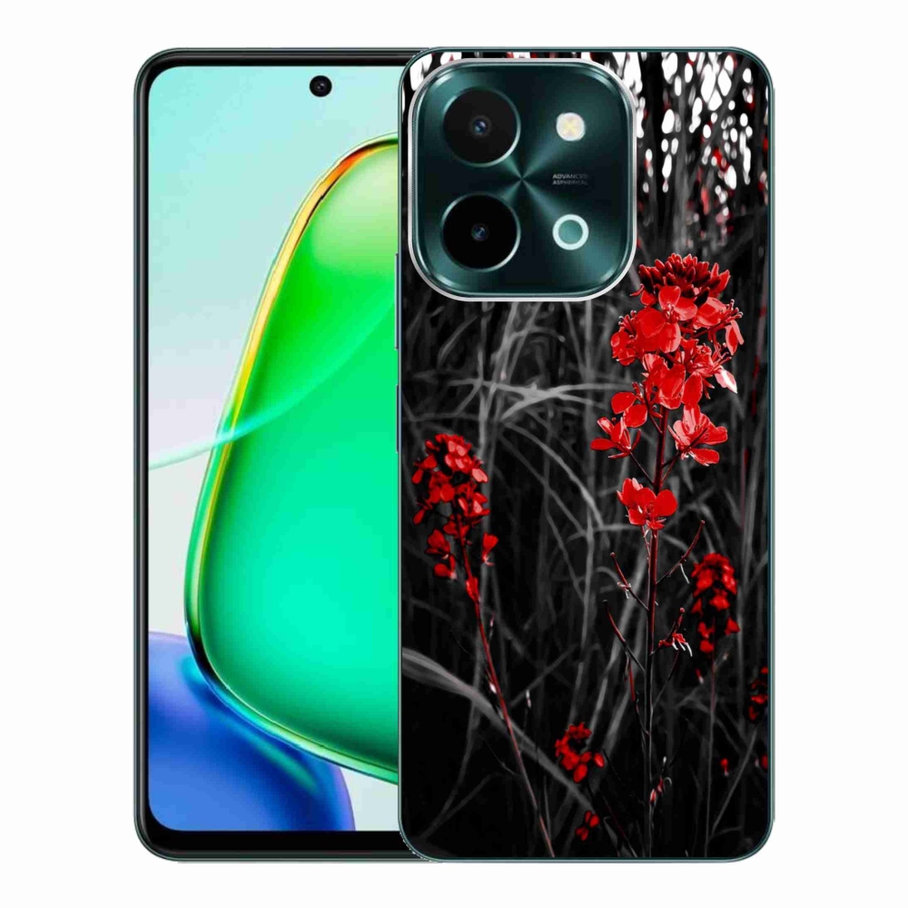 Gelový kryt mmCase na Vivo Y28 - červená rostlina