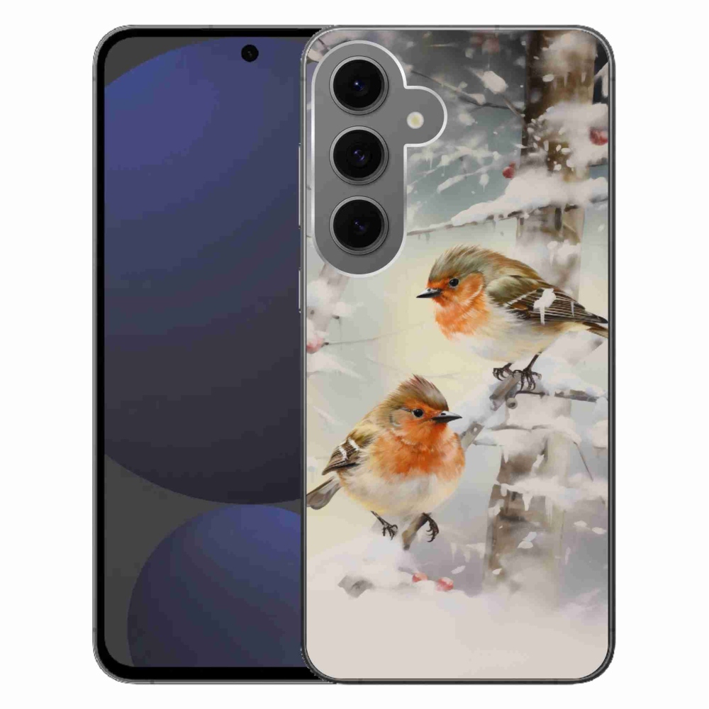 Gelový kryt mmCase na Samsung Galaxy S24 FE - ptáčci v zimě