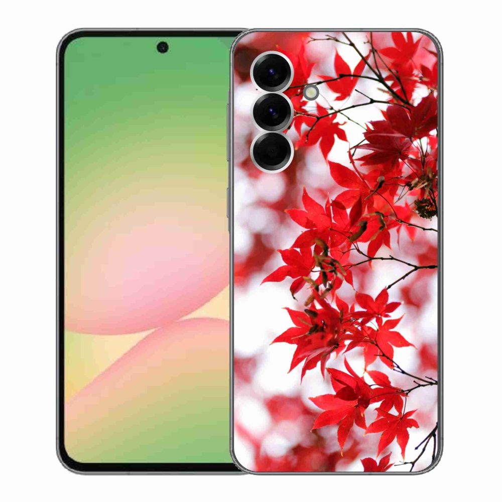Gelový kryt mmCase na Samsung Galaxy A56 5G - červené listy