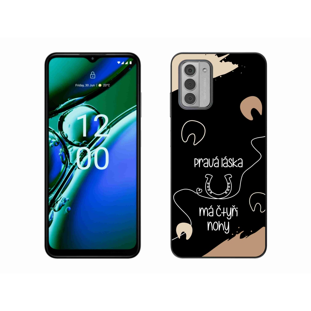 Gelový kryt mmCase na Nokia G42 - koňský motiv černé pozadí