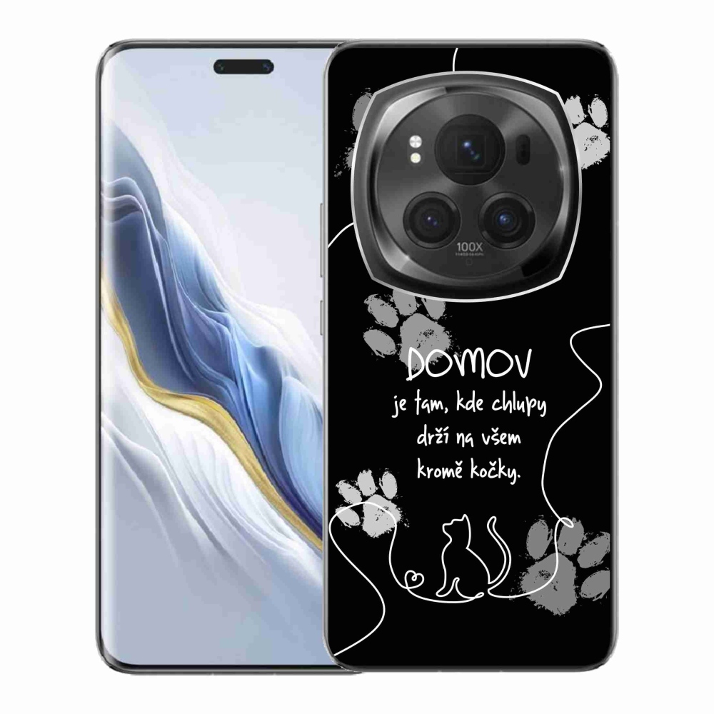 Gelový kryt mmCase na Honor Magic 6 Pro 5G - kočičí motiv černé pozadí