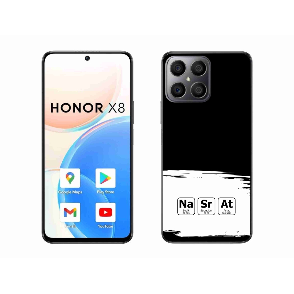Gelový kryt mmCase na Honor X8 4G - chemické prvky bíločerné pozadí