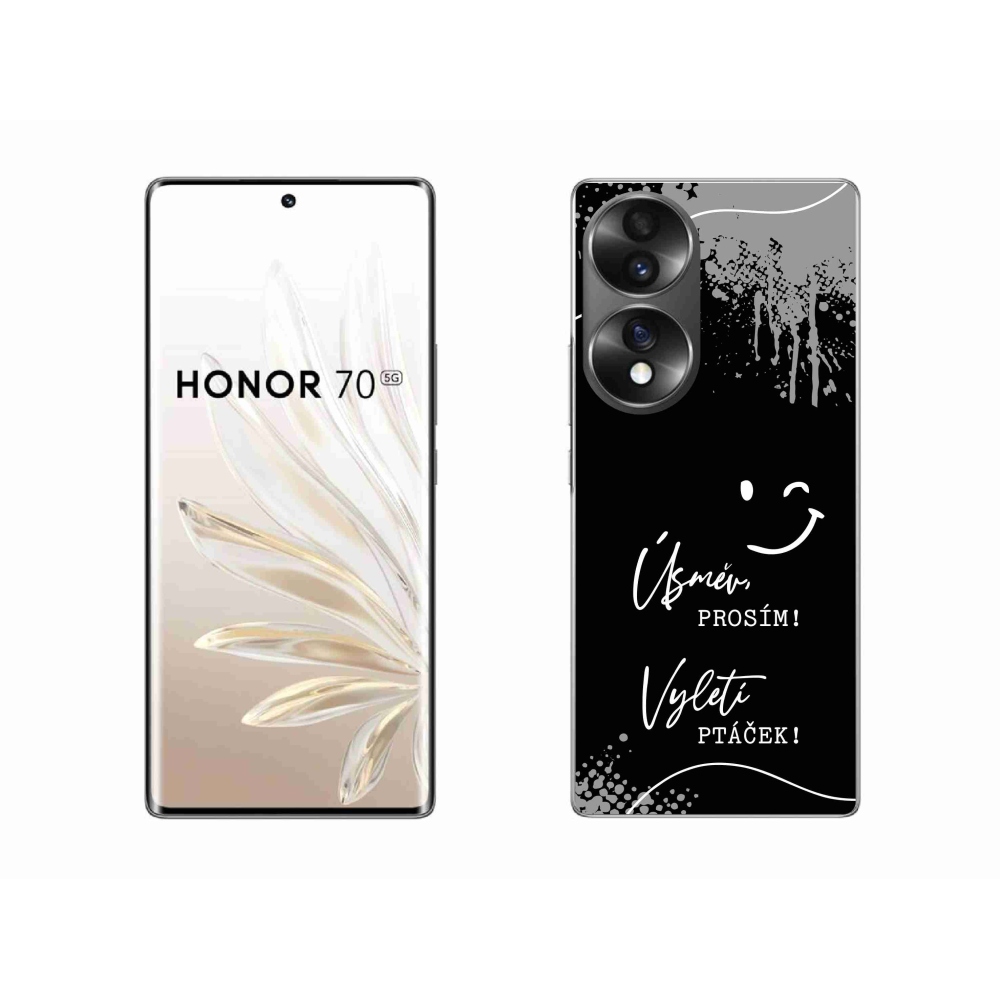 Gelový kryt mmCase na Honor 70 - vtipný text 4 černé pozadí