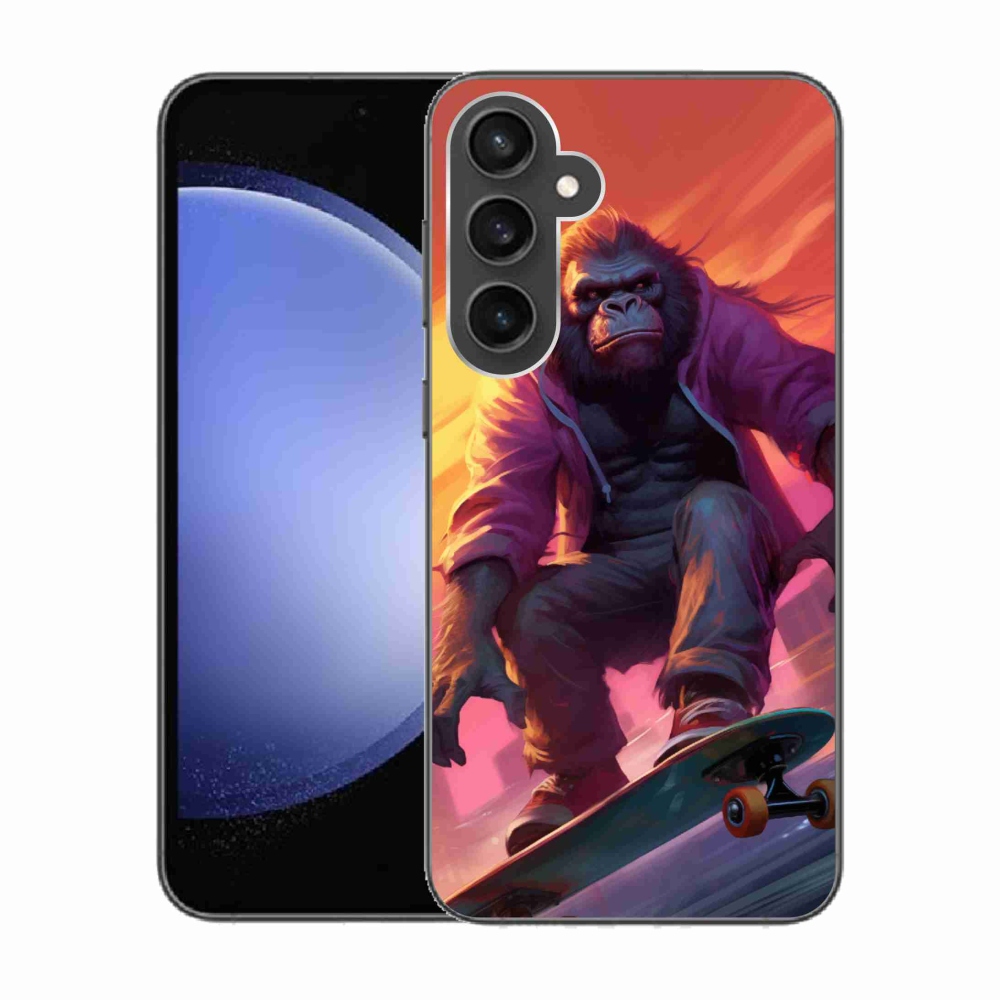 Gelový kryt mmCase na Samsung Galaxy S23 FE - gorila na skateboardu