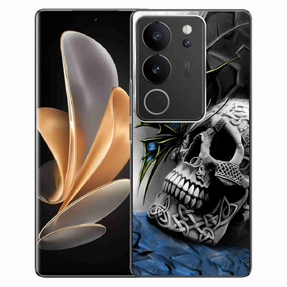 Gelový kryt mmCase na Vivo V29 5G - motýl a lebka