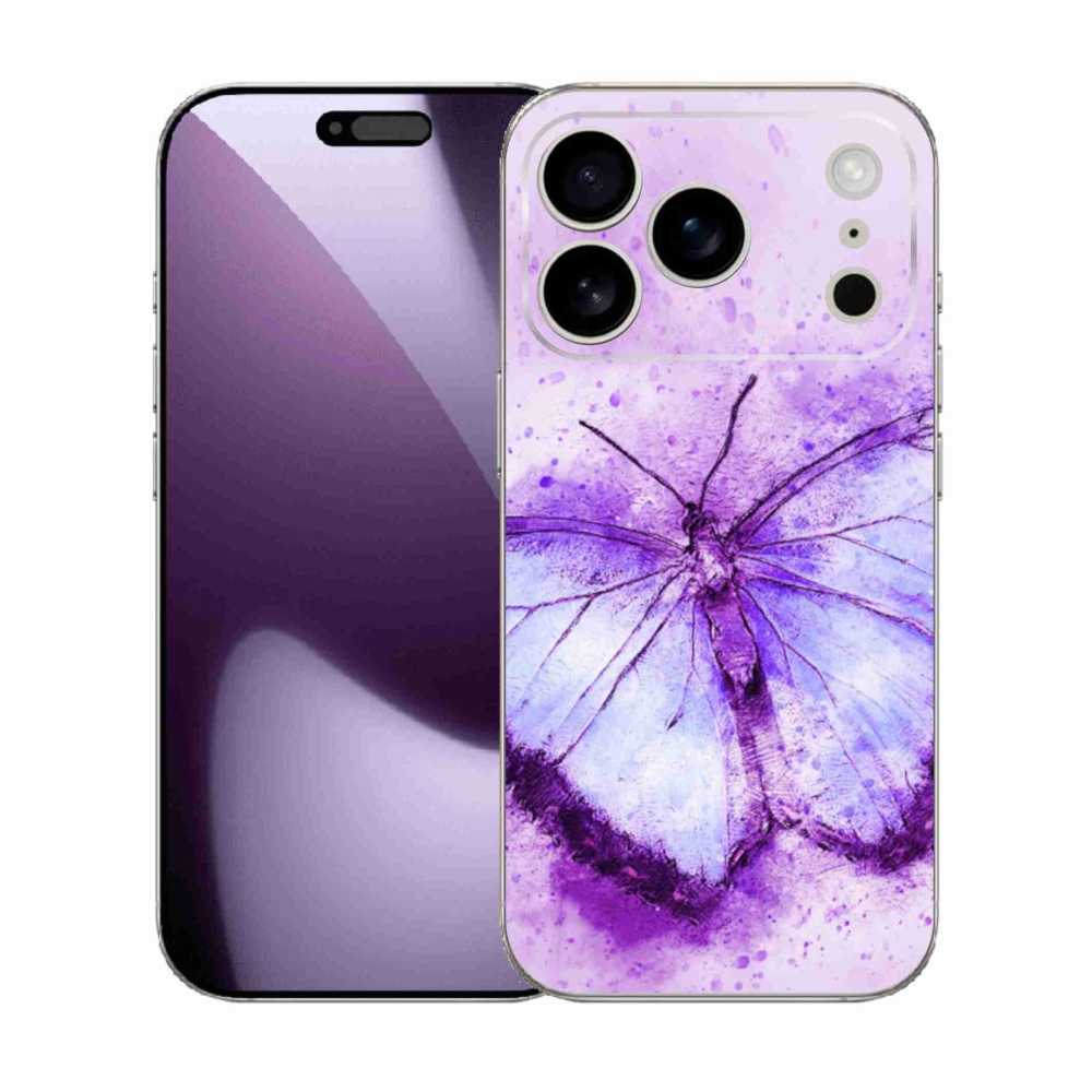 Gelový kryt mmCase na iPhone 17 Pro - fialový motýl
