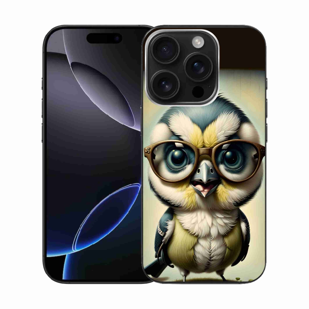 Gelový kryt mmCase na iPhone 16 Pro - mládě s brýlemi